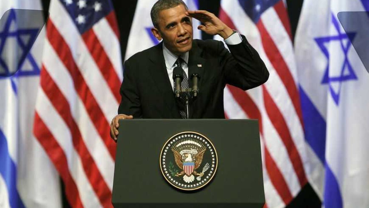 U.S. President Obama gestures during his address to Israeli students at the International Convention Center in Jerusalem U.S. President Barack Obama gestures during his address to Israeli students at the International Convention Center in Jerusalem March 21, 2013. Obama appealed directly on Thursday to the Israeli people to put themselves in the shoes of stateless Palestinians and recognise that Jewish settlement activity in occupied territory hurts prospects for peace. REUTERS/Baz Ratner (JERUSALEM - Tags: POLITICS) - RTR3FA4M