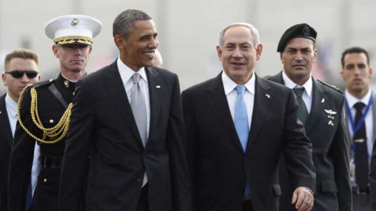 U.S. President Obama participates in a farewell ceremony with Israeli PM Netanyahu at Tel Aviv International Airport U.S. President Barack Obama (front L) participates in a farewell ceremony with Israeli Prime Minister Benjamin Netanyahu (front R) at Tel Aviv International Airport March 22, 2013. REUTERS/Jason Reed (ISRAEL - Tags: POLITICS) - RTR3FBWN