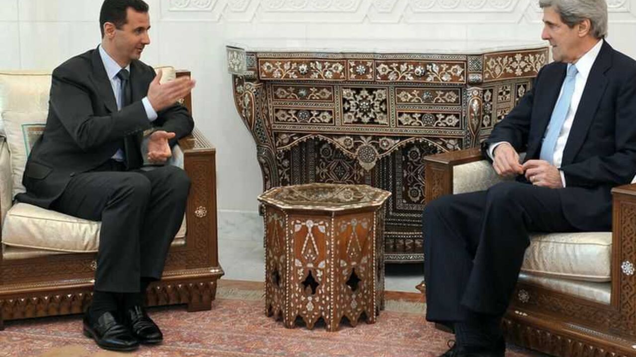 Syria's President Bashar al-Assad meets Senator John Kerry in Damascus Syria's President Bashar al-Assad (L) meets Senator John Kerry, chairman of the U.S. Senate Foreign Relations Committee, in Damascus February 21, 2009. REUTERS/Sana (SYRIA) - RTXBW2Q