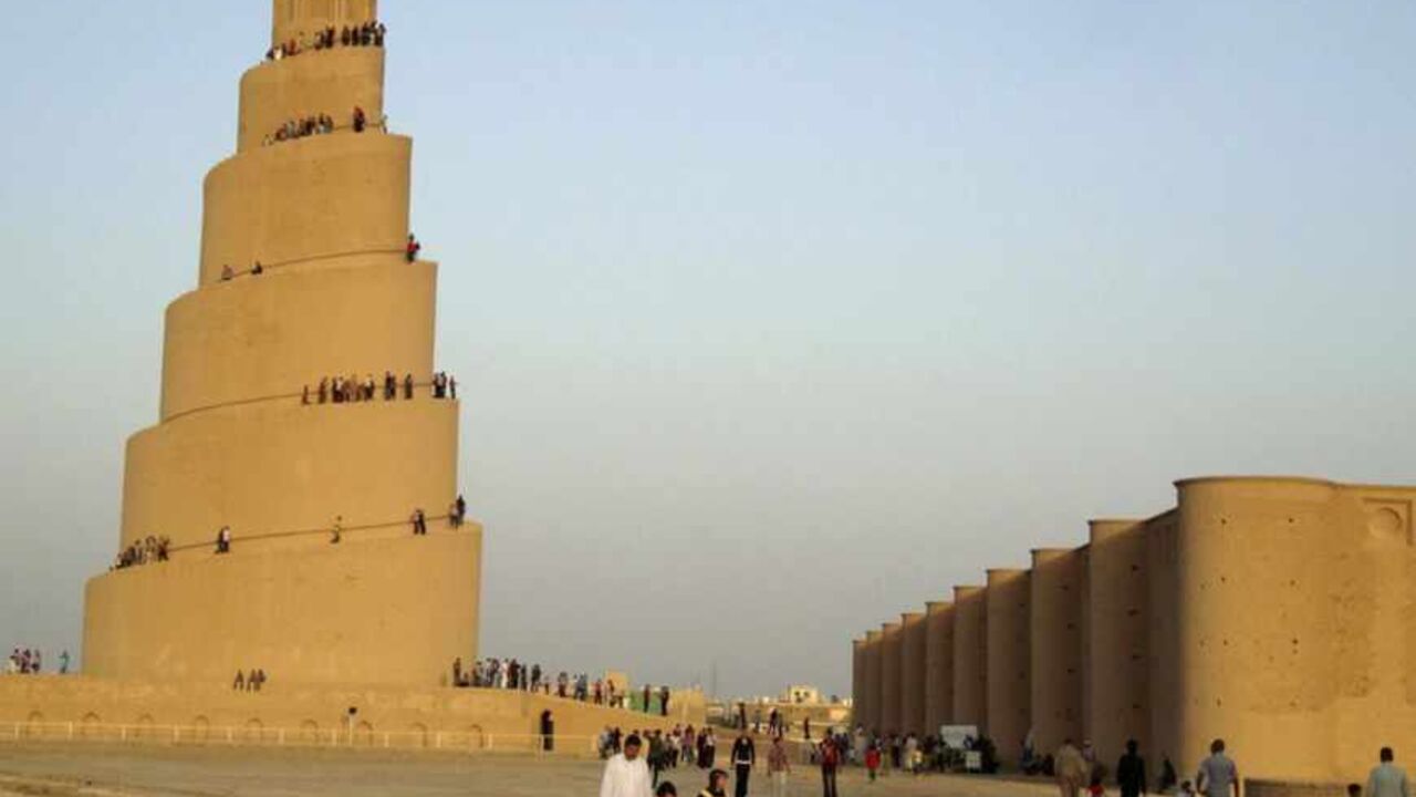 Residents visit the Spiral Minaret of the Great Mosque in Samarra Residents visit the Spiral Minaret of the Great Mosque in Samarra, 100 km (62 miles) north of Baghdad August 30, 2011. REUTERS/Stringer (IRAQ - Tags: RELIGION TRAVEL) - RTR2QJM1