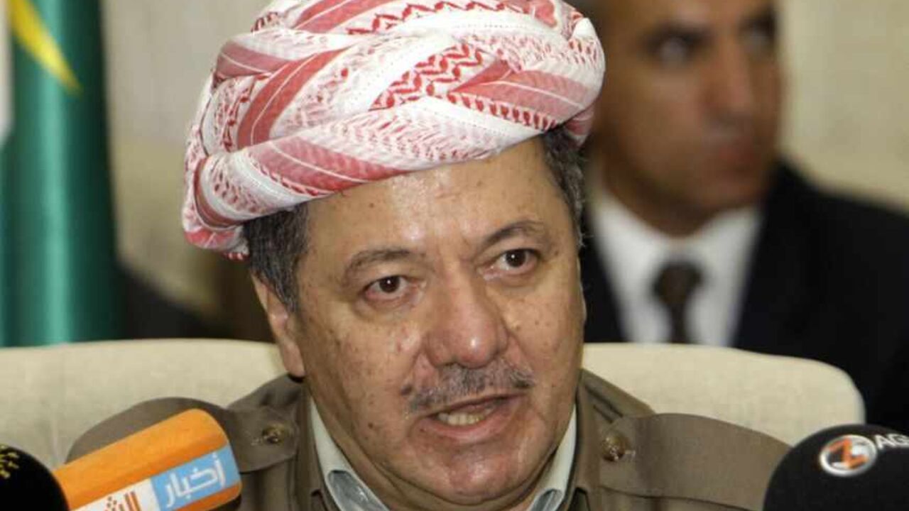 Kurdish Regional Government President Massoud Barzani speaks in a meeting with Kurdish envoys abroad in Arbil Kurdish Regional Government President Massoud Barzani speaks in a meeting with Kurdish envoys abroad in Arbil, about 350 km (220 miles) north of Baghdad September 6, 2011. REUTERS/Azad Lashkari (IRAQ - Tags: POLITICS) - RTR2QV60