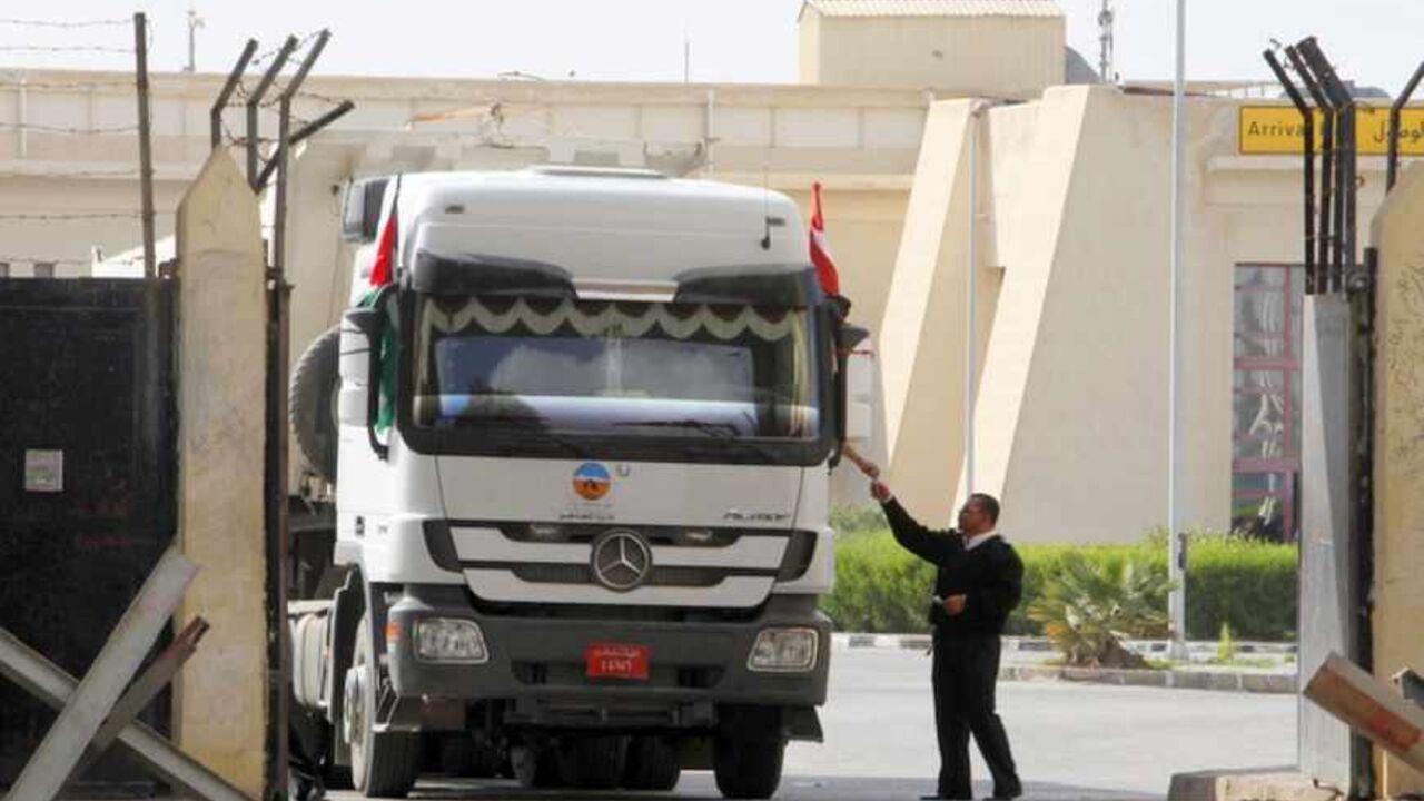 Truck loaded with building materials drives at the Rafah crossing with Egypt, in the southern Gaza Strip A truck loaded with building materials drives at the Rafah crossing with Egypt, in the southern Gaza Strip December 30, 2012. Islamist-led Egypt allowed building materials into Gaza via the Rafah crossing on Saturday for the first time since Hamas seized control of the Palestinian enclave in 2007, an Egyptian border official said. REUTERS/Ibraheem Abu Mustafa (GAZA - Tags: POLITICS CONSTRUCTION) - RTR3BZDB