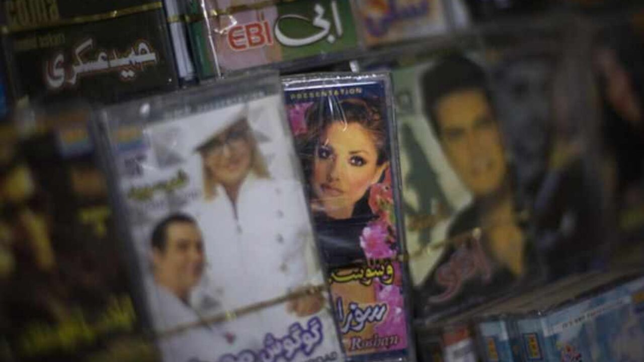 Pirated cassettes of Iranian singers are displayed for sale at shop in Herat Pirated cassettes of Iranian singers are displayed for sale at a shop in Herat December 14, 2009. REUTERS/Morteza Nikoubazl (AFGHANISTAN - Tags: CRIME LAW MEDIA) - RTXRUNI