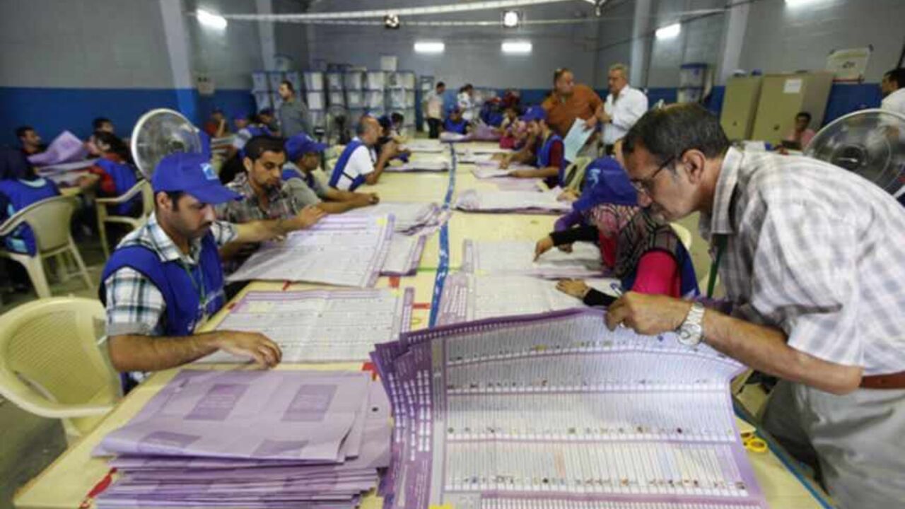Employees of the Independent High Electoral Commission take part in vote counting at an analysis center in Baghdad Employees of the Independent High Electoral Commission (IHEC) take part in vote counting at an analysis center in Baghdad April 23, 2013. Voter participation in Iraq's provincial election on Saturday was 50 percent of eligible voters, the country's electoral authorities said after poll stations closed. Election officials said including results from a special vote a week earlier for members of the armed forces, total participation would be more than 51 percent. REUTERS/Mohammed Ameen (IRAQ - Tags: POLITICS E