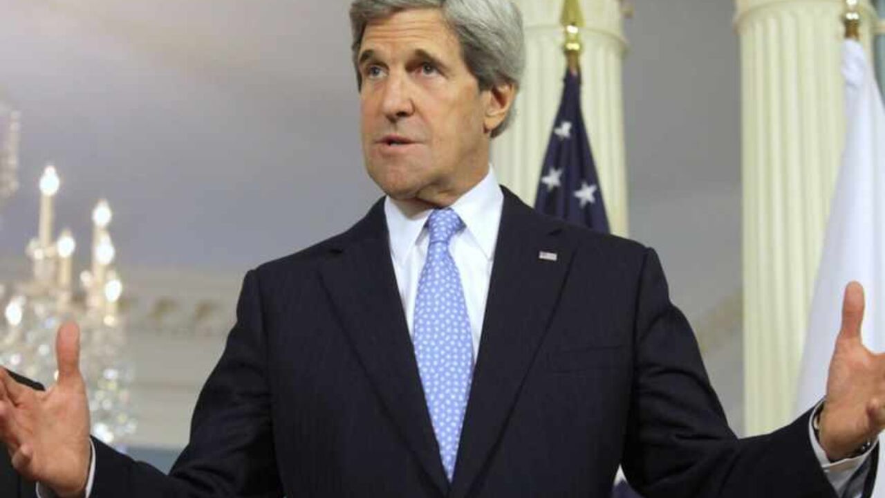 U.S. Secretary of State John Kerry talks to the media at the State Department in Washington U.S. Secretary of State John Kerry talks to the media at the State Department in Washington May 10, 2013. REUTERS/Yuri Gripas (UNITED STATES - Tags: POLITICS) - RTXZHJM