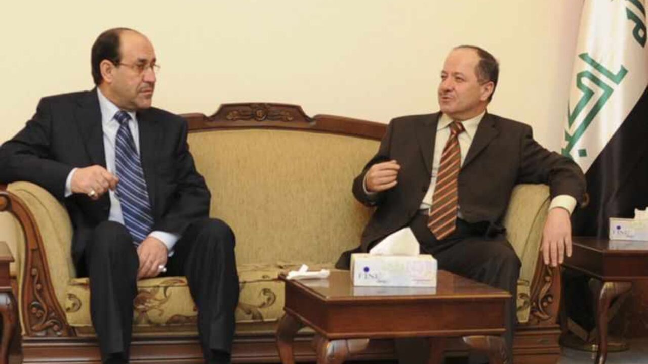 Ammar al-Hakim, leader of ISCI, PM Nuri al-Maliki, Kurdish President Masoud Barzani and Iraq's Shi'ite Vice President Adel Abdul-Mahdi attend a meeting in Baghdad (L-R) Ammar al-Hakim, leader of the Supreme Islamic Iraqi Council (ISCI), Iraq's Prime Minister Nuri al-Maliki, Kurdish regional President Masoud Barzani and Iraq's Shi'ite Vice President Adel Abdul-Mahdi attend a meeting in Baghdad November 9, 2010. REUTERS/Iraqi Government/Handout (IRAQ - Tags: POLITICS) FOR EDITORIAL USE ONLY. NOT FOR SALE FOR MARKETING OR ADVERTISING CAMPAIGNS. THIS IMAGE HAS BEEN SUPPLIED BY A THIRD PARTY. IT IS DISTRIBUTED, EXACTLY AS RECEIVED BY REUTERS, AS A SERVICE TO CLIENTS - RTX