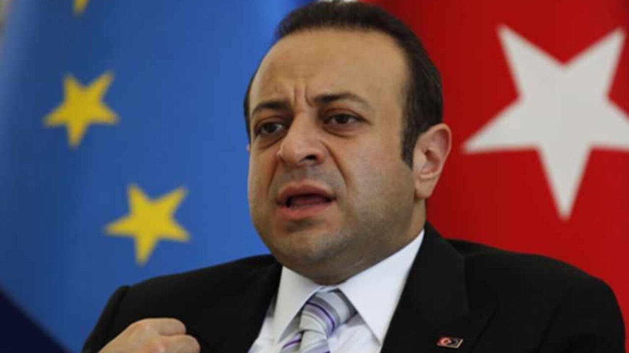 TURKEY-EU/ Turkey's EU Affairs Minister Egemen Bagis talks during an interview with Reuters in Istanbul June 26, 2012. Turkey expects France to unblock talks that are essential if it is ever to join the European Union, now that Socialist President Francois Hollande has replaced Nicolas Sarkozy who was outspoken in opposing the Muslim country's bid to join the bloc. Picture taken June 26, 2012. To match Interview TURKEY-EU/ REUTERS/Murad Sezer (TURKEY - Tags: POLITICS) - RTR3483U