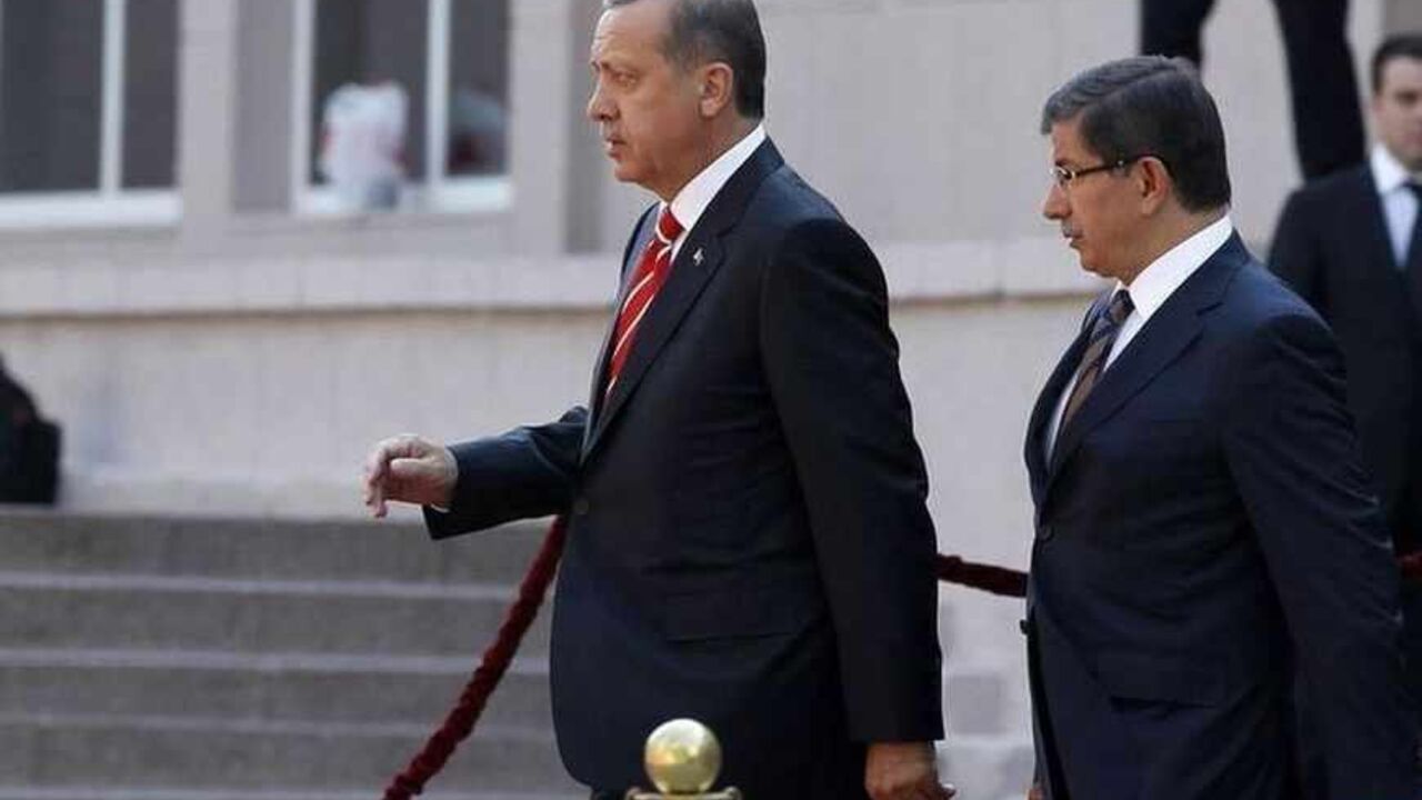 Turkey's Prime Minister Tayyip Erdogan and Foreign Minister Ahmet Davutoglu arrive at a ceremony in Ankara Turkey's Prime Minister Tayyip Erdogan (L) and Foreign Minister Ahmet Davutoglu arrive at a ceremony in Ankara September 6, 2011. Erdogan said on Tuesday that Turkey was "totally suspending" defence industry ties with Israel, after downgrading diplomatic relations with the Jewish state. REUTERS/Umit Bektas (TURKEY - Tags: POLITICS) - RTR2QV66