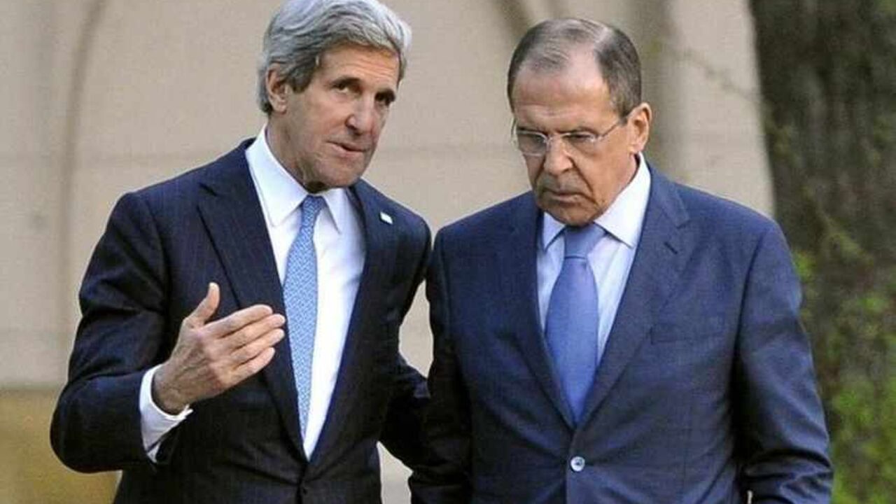 Russia's Foreign Minister Lavrov and U.S. Secretary of State Kerry talk during their meeting in Moscow Russia's Foreign Minister Sergei Lavrov (R) and U.S. Secretary of State John Kerry talk during their meeting in Moscow, May 7, 2013. Russia and the United States agreed on Tuesday to try to arrange an international conference this month on ending the civil war in Syria, and said both sides in the conflict should take part. REUTERS/Mladen Antonov/Pool (RUSSIA - Tags: POLITICS CONFLICT) - RTXZE30