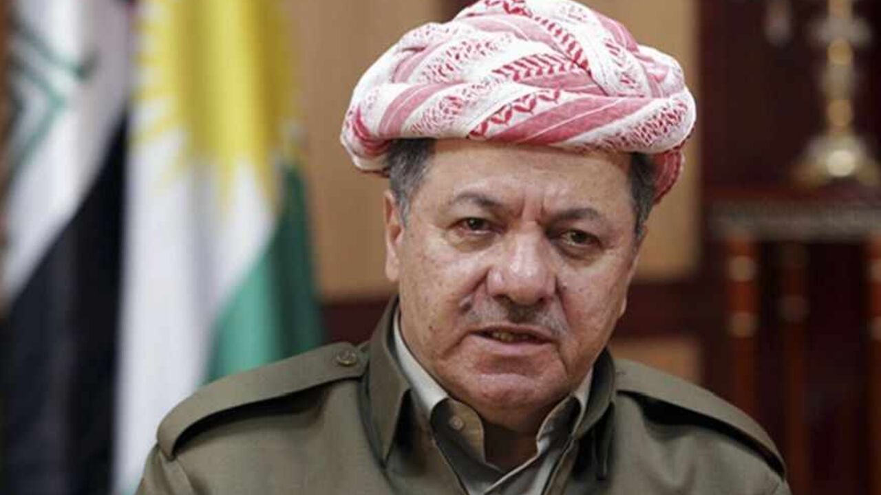 IRAQ-KURDS/ Kurdish Regional Government President Masoud Barzani smiles during an interview with Reuters in Arbil, about 350 km (220 miles) north of Baghdad June 2, 2013. Iraqi Kurdistan will be forced to seek a "new form of relations" with the central government in Baghdad if negotiations fail to resolve their disputes over oil and land, the president of the autonomous region said. Picture taken June 2, 2013. REUTERS/Azad Lashkari (IRAQ - Tags: POLITICS CIVIL UNREST) - RTX10A6N