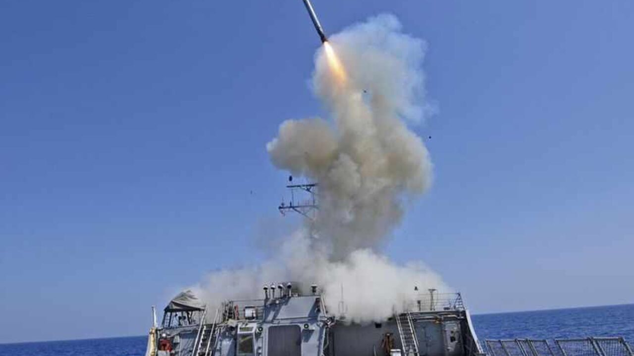 US Navy handout photo of the guided-missile destroyer USS Barry launching a Tomahawk cruise missile in the Mediterranean Sea The guided-missile destroyer USS Barry launches a Tomahawk cruise missile from the ship's bow in the Mediterranean Sea in this U.S. Navy handout photo dated March 29, 2011. Barry is currently supporting Joint Task Force (JTF) Odyssey Dawn. JTF Odyssey Dawn is the U.S. Africa Command task force established to provide operational and tactical command and control of U.S. military forces supporting the international response to the unrest in Libya and enforcement of United Nations Security Council Resolution