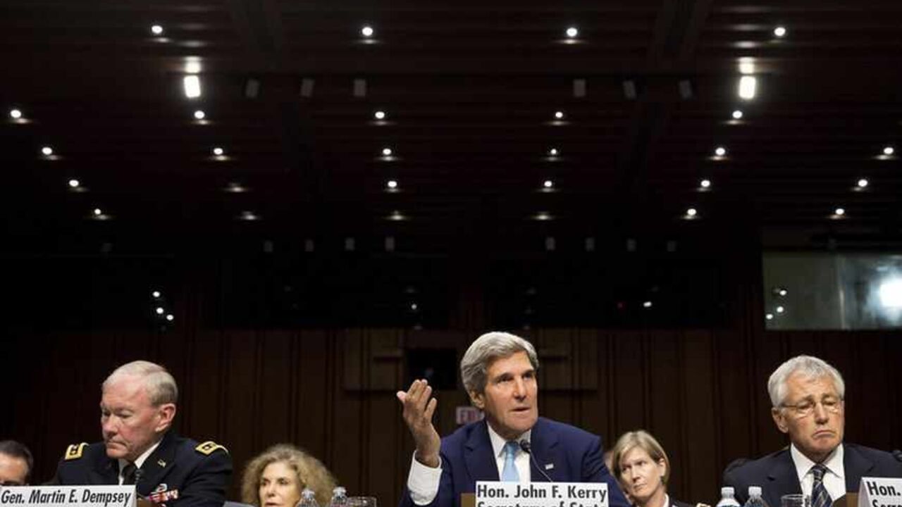 Chairman of the Joint Chiefs General Dempsey, Kerry and Hagel present the administration's case for U.S. military action against Syria to a Senate Foreign Relations Committee hearing in Washington Chairman of the Joint Chiefs General Martin E. Dempsey (L), John Kerry, U.S. Secretary of State (C), and Chuck Hagel, Secretary of Defense, present the administration's case for U.S. military action against Syria to a Senate Foreign Relations Committee hearing in Washington, September 3, 2013. President Barack Obama on Tuesday urged quick congressional action authorizing the use of military force against Syria and won the support of leaders from both parties in the House of Representatives for limited strik