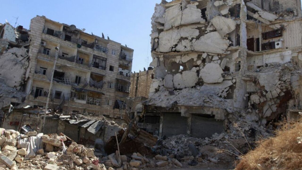 A view shows damaged buildings in Aleppo A view shows damaged buildings in Aleppo's Karm al-Jabal district October 6, 2013. REUTERS/Nour Kelze (SYRIA - Tags: CONFLICT CIVIL UNREST) - RTR3FNSO