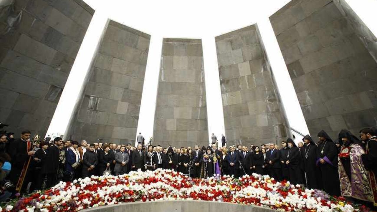 People take part in a commemoration ceremony to mark the anniversary of the 1915 mass killings of Armenians in the Ottoman Empire, in Yerevan People take part in a commemoration ceremony to mark the anniversary of the 1915 mass killings of Armenians in the Ottoman Empire at the Armenian Genocide Memorial in Yerevan, April 24, 2011. Armenia, backed by many historians and world parliaments, says some 1.5 million Armenians died during the upheavals that accompanied World War I and labels the events as genocide. On the other hand, Ankara rejects the term genocide and says large numbers of both Christian Armenians and Muslim Turks were killed. REUTE