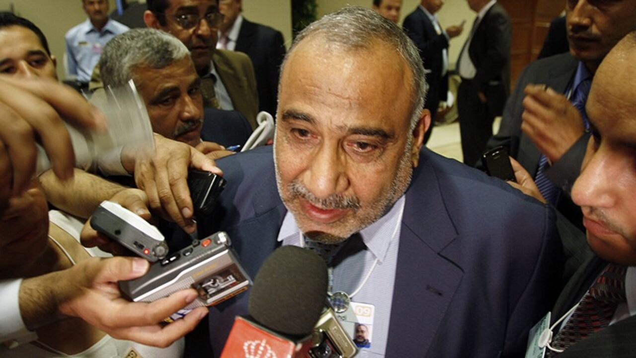 WEF/ Iraq's Vice-President Adil Abdul-Mahdi speaks to reporters at the King Hussein Convention Centre during the World Economic Forum on the Middle East at the Dead Sea May 16, 2009. Hundreds of the world's businessmen gathered on the Jordanian side of the Dead Sea to discuss social and political reforms in the world. REUTERS/Ali Jarekji (JORDAN POLITICS) - RTXHOKM