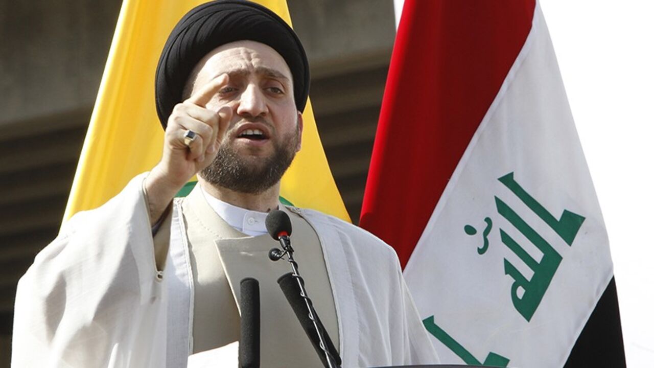 IRAQ Ammar al-Hakim, leader of the Islamic Supreme Council of Iraq (ISCI), gives a speech during prayers for the Muslim festival of Eid al-Fitr in Baghdad August 31, 2011. REUTERS/Saad Shalash (Iraq - Tags: RELIGION POLITICS) - RTR2QKCR