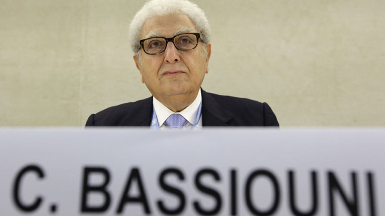 Bassiouni Chair of the International Commission of Inquiry presents report on alleged violations of international human rights law in Libya at UN in Geneva Egyptian-born war crimes expert and Chair of the International Commission of Inquiry, Cherif Bassiouni is pictured before the presentation of his report on alleged violations of international human rights law in Libya, to the Human Rights Council at the United Nations in Geneva June 9, 2011. REUTERS/Denis Balibouse (SWITZERLAND - Tags: POLITICS CRIME LAW) - RTR2NHDX