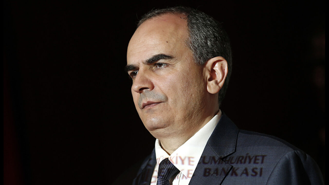 TURKEY-CENBANK/ Turkey's central bank governor Erdem Basci addresses the general assembly of the bank in Ankara April 17, 2014. Turkey's current account deficit to gross domestic product (GDP) ratio was expected to be between 5-6 percent at the end of 2014, Basci said on Thursday. REUTERS/Umit Bektas (TURKEY - Tags: POLITICS BUSINESS HEADSHOT) - RTR3LO4I
