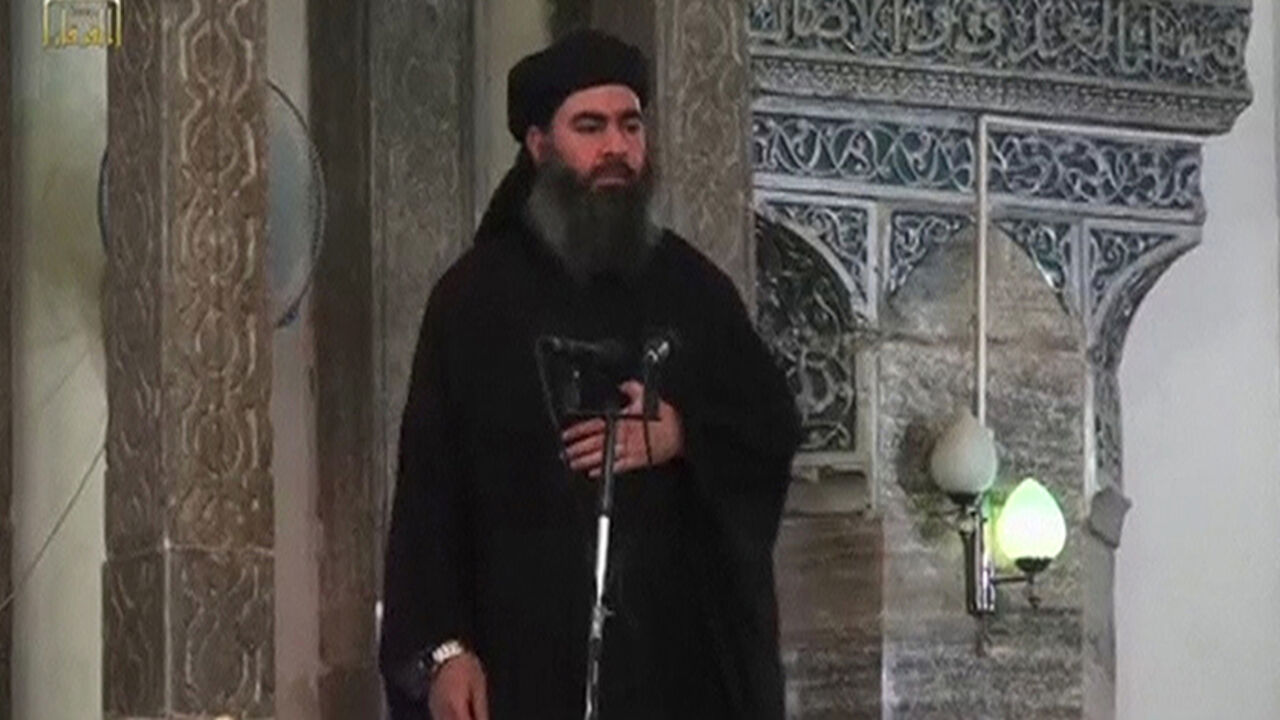 Still image taken from video of a man purported to be the reclusive leader of the militant Islamic State Abu Bakr al-Baghdadi making what would be his first public appearance at a mosque in Mosul A man purported to be the reclusive leader of the militant Islamic State Abu Bakr al-Baghdadi has made what would be his first public appearance at a mosque in the centre of Iraq's second city, Mosul, according to a video recording posted on the Internet on July 5, 2014, in this still image taken from video. There had previously been reports on social media that Abu Bakr al-Baghdadi would make his first public appearance since his Islamic State in Iraq and the Levant (ISIL) changed its name to the Islamic S