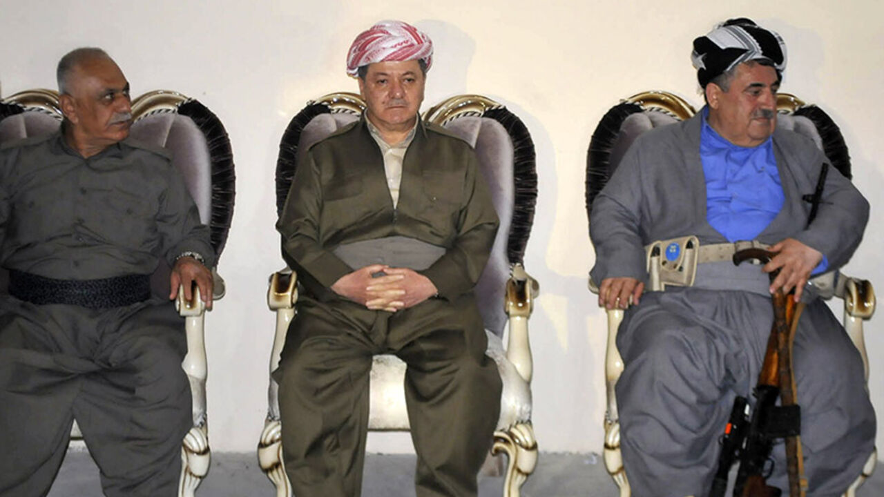 The President of Iraqi Kurdistan Massoud Barzani visits Kirkuk The President of Iraqi Kurdistan Massoud Barzani (C) visits Kirkuk June 26, 2014. Barzani visited Kirkuk on Thursday for the first time since forces from the autonomous region took full control of the city. Kurdish forces moved into bases deserted by the Iraqi army two weeks ago in Kirkuk, which lies just outside the formal boundary of the northern region and is a centre of Iraq's oil industry. REUTERS/Stringer (IRAQ - Tags: CIVIL UNREST POLITICS) - RTR3VY11