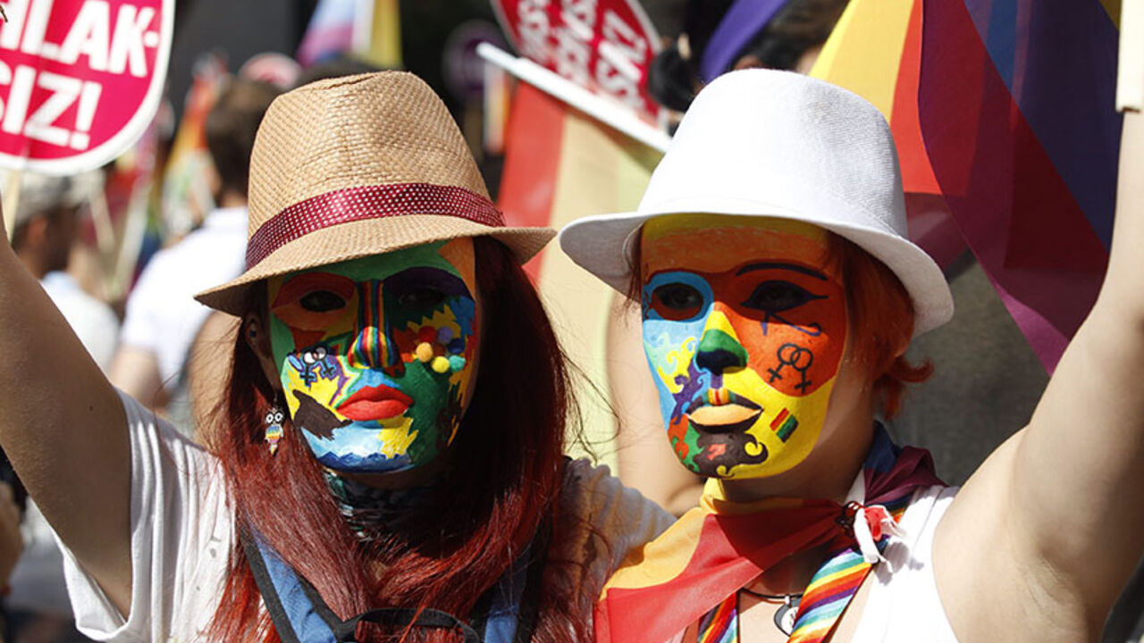 Participants wearing masks attend a gay pride parade in central Istanbul Participants wearing masks attend a gay pride parade in central Istanbul June 29, 2014. REUTERS/Osman Orsal (TURKEY - Tags: CIVIL UNREST SOCIETY POLITICS) - RTR3WB45