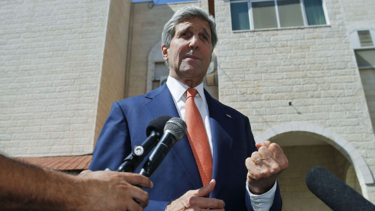 U.S. Secretary of State Kerry speaks to reporters after meeting Palestinian President Abbas in West Bank city of Ramallah U.S. Secretary of State John Kerry speaks to reporters after meeting Palestinian President Mahmoud Abbas in the West Bank city of Ramallah July 23, 2014. Israeli forces pounded Gaza on Wednesday, meeting stiff resistance from Hamas Islamists and sending thousands of residents fleeing, as Kerry said on his visit to Israel ceasefire talks had made some progress. Israel launched its offensive on July 8 to halt missile salvoes by Hamas and its allies, struggling under the weight of an Israeli-Egyptian economic