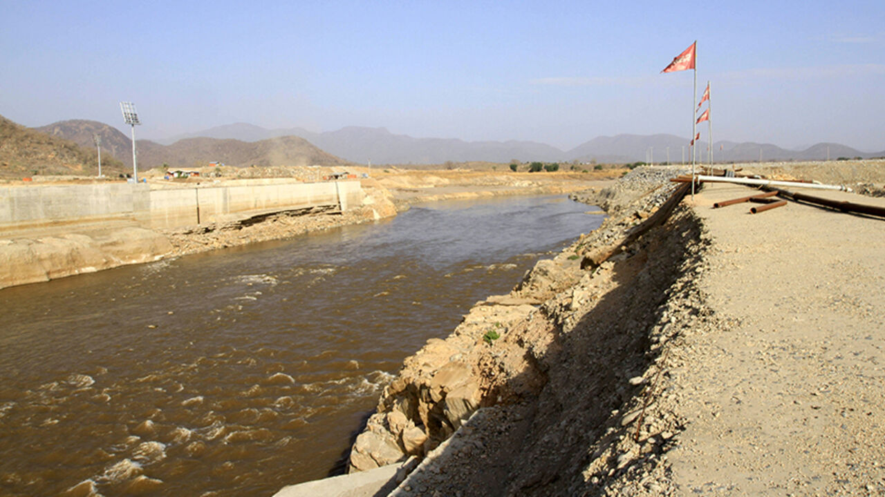 Nile waters flow through the construction site of the Grand Renaissance dam in Guba Woreda, Benishangul Gumuz region Nile waters flow through the construction site of the Grand Renaissance dam in Guba Woreda, Benishangul Gumuz region March 16, 2014. Egypt fears the $4.7 billion dam, that the Horn of Africa nation is building on the Nile, will reduce a water supply vital for its 84 million people, who mostly live in the Nile valley and delta. Picture taken March 16, 2014. REUTERS/Tiksa Negeri (ETHIOPIA - Tags: ENERGY ENVIRONMENT POLITICS BUSINESS CONSTRUCTION) - RTR3HFSE