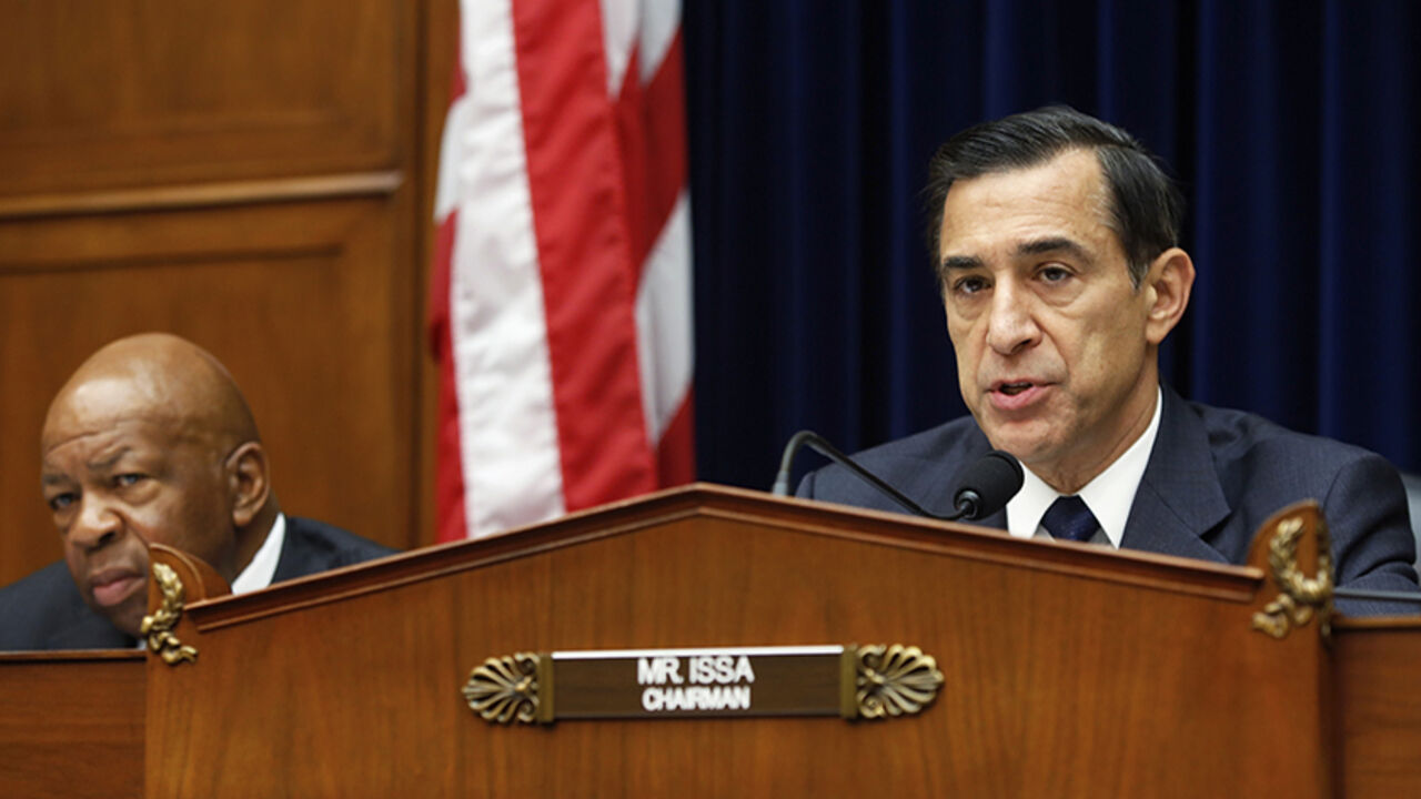 Issa holds a House Oversight and Government Reform Committee hearing about e-mails belonging to Lerner, on Capitol Hill in Washington Committee chairman U.S. Representative Darrell Issa (R-CA) (R) holds a House Oversight and Government Reform Committee hearing about e-mails belonging to former IRS official Lois Lerner, on Capitol Hill in Washington June 24, 2014. Republicans accused the U.S. Internal Revenue Service on Monday of hiding emails written by a former senior official and obstructing a congressional inquiry into a controversy involving past IRS treatment of conservative groups. Also pictured is ranking member Representative Eli