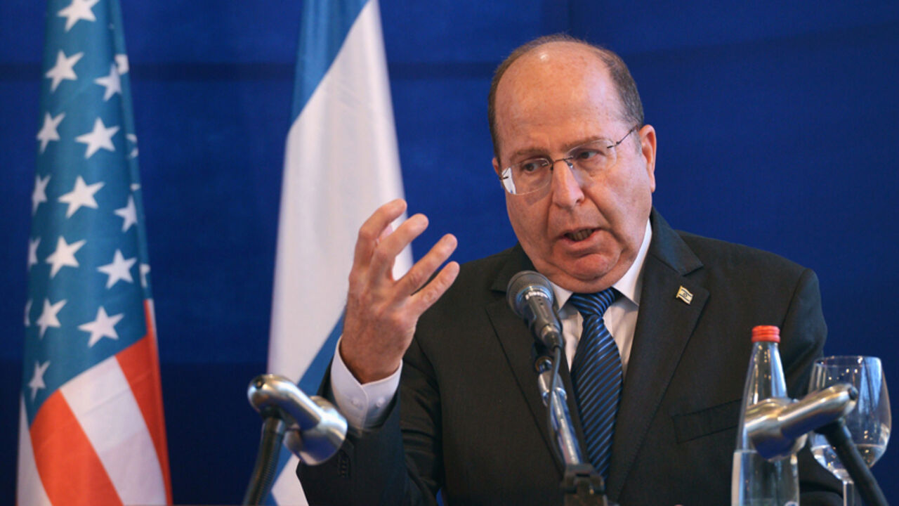 Israeli Defense Minister Ya'alon speaks during a joint news conference with U.S. Defense Secretary Hagel at The Kirya, the Israeli Defense Force headquarters, in Tel Aviv Israeli Defense Minister Moshe Ya'alon speaks during a joint news conference with U.S. Defense Secretary Chuck Hagel (not pictured) at The Kirya, the Israeli Defense Force headquarters, in Tel Aviv May 15, 2014. REUTERS/Mandel Ngan/Pool (ISRAEL - Tags: POLITICS MILITARY) - RTR3PAZF