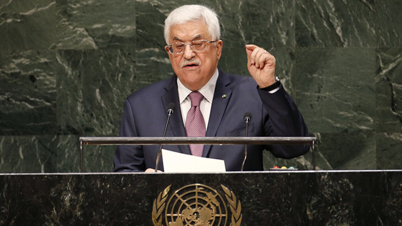 Palestinian President Mahmoud Abbas addresses the 69th United Nations General Assembly at United Nations Headquarters in New York Palestinian President Mahmoud Abbas addresses the 69th United Nations General Assembly at United Nations Headquarters in New York September 26, 2014. REUTERS/Mike Segar (UNITED STATES - Tags: POLITICS) - RTR47UHT