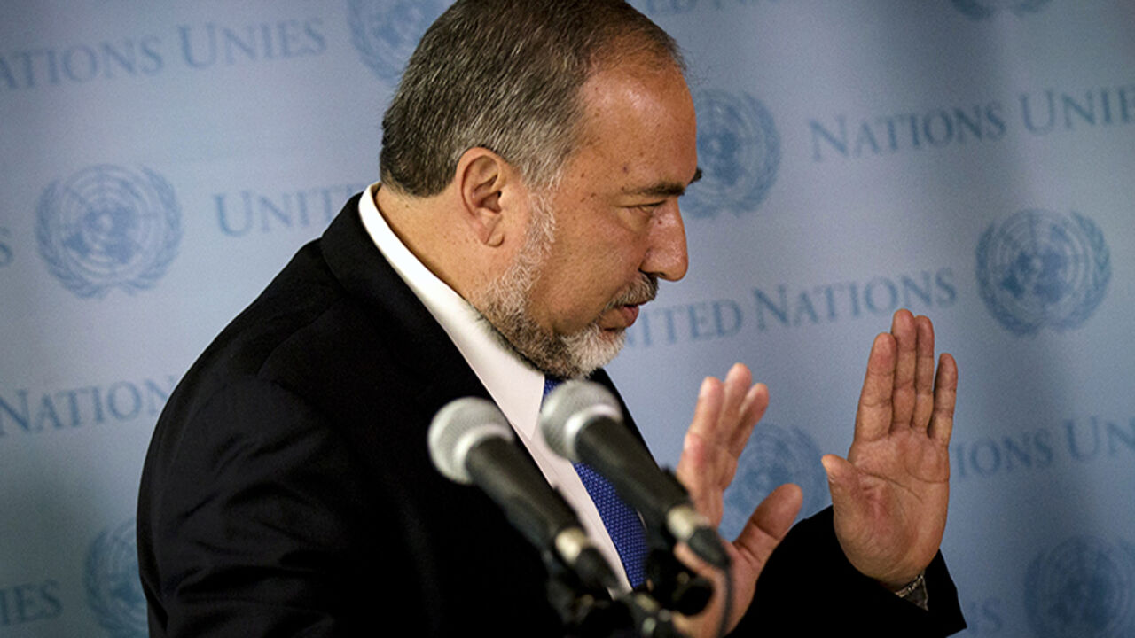 Israel's Foreign Minister Lieberman exits a news conference on the sidelines of the 69th U.N. General Assembly in New York Israel's Foreign Minister Avigdor Lieberman exits a news conference on the sidelines of the 69th United Nations General Assembly at the U.N. headquarters in New York September 29, 2014. REUTERS/Brendan McDermid (UNITED STATES - Tags: POLITICS) - RTR487C1