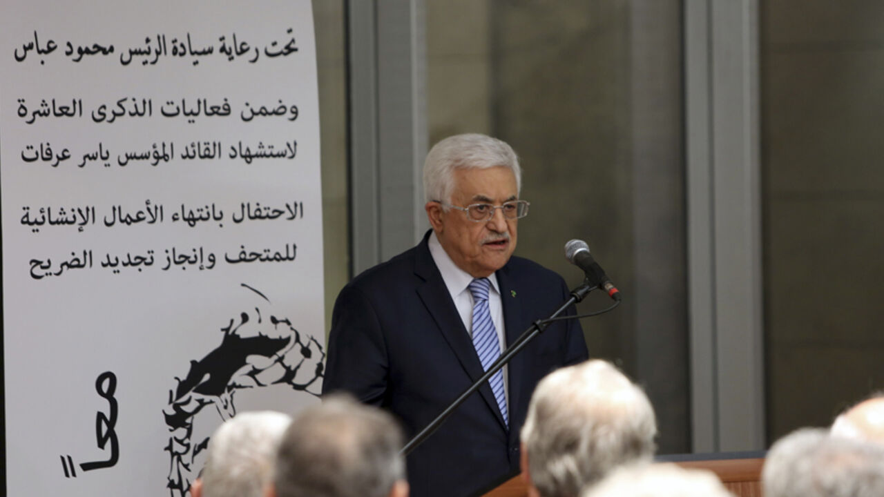Palestinian President Mahmoud Abbas speaks at the opening of a museum of late Palestinian leader Yasser Arafat in the West Bank city of Ramallah Palestinian President Mahmoud Abbas speaks at the opening of a museum of late Palestinian leader Yasser Arafat in the West Bank city of Ramallah, November 9, 2014. REUTERS/Abbas Momani/Pool (WEST BANK - Tags: POLITICS) - RTR4DGOL