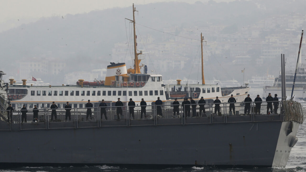 U.S. sailors stand on board as guided-missile destroyer USS Ross leaves from the port in Istanbul U.S. sailors stand on board as guided-missile destroyer USS Ross leaves from the port in Istanbul November 13, 2014. A group of Turkish ultra-nationalists attacked three U.S. sailors on a crowded street in Istanbul on Wednesday, shouting "Yankee go home" and trying to pull hoods over their heads in an assault condemned by the United States. The attackers' actions were an apparent reference to an incident in Iraq in July 2003, when U.S. forces detained a Turkish special forces unit, leading its members away