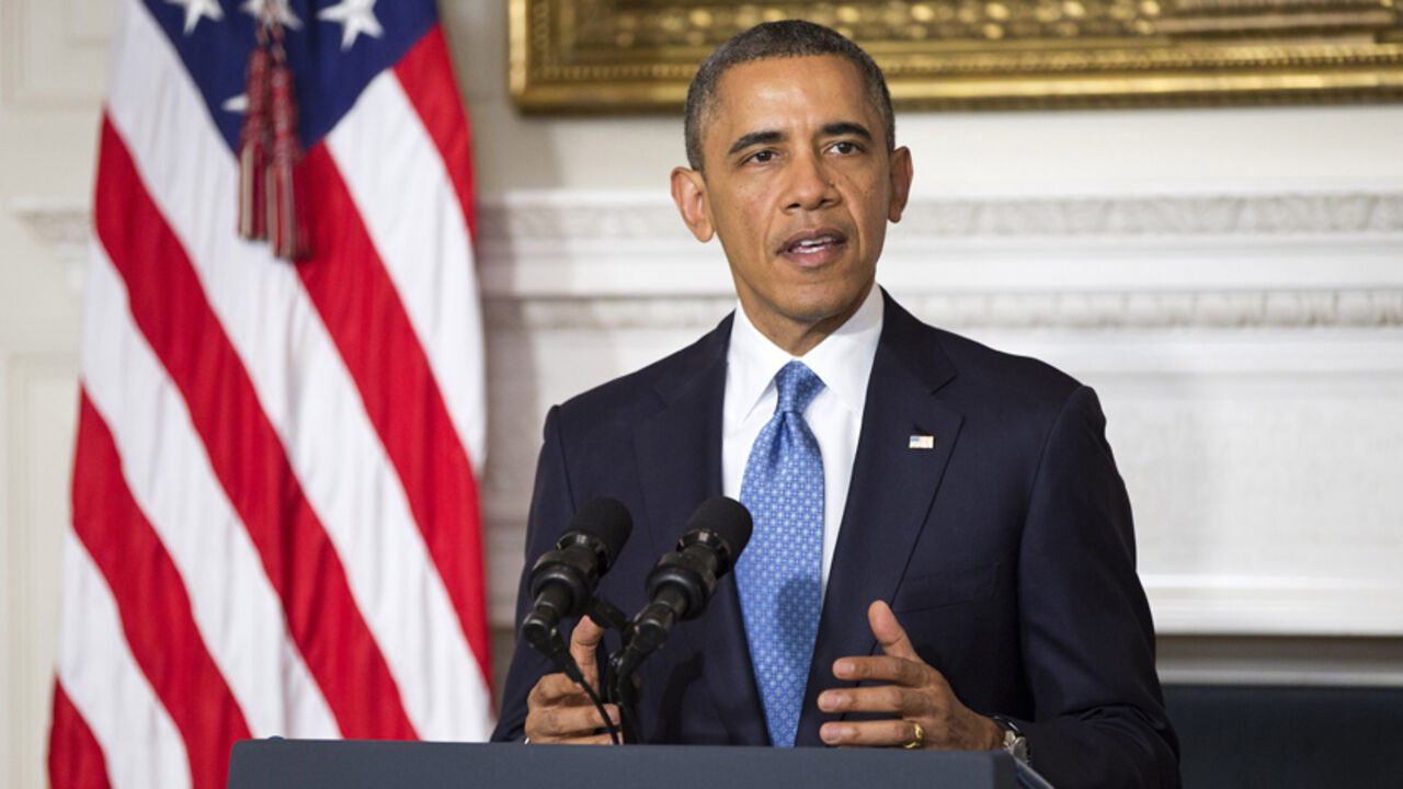 U.S. President Obama makes a statement about an agreement reached with Iran on its nuclear program at the White House in Washington U.S. President Barack Obama makes a statement about an agreement reached with Iran on its nuclear program at the White House in Washington November 23, 2013. Obama said on Saturday that the deal between Iran and six major powers was an important first step toward a comprehensive solution to Iran's nuclear program. REUTERS/Joshua Roberts (UNITED STATES - Tags: POLITICS) - RTX15QN7