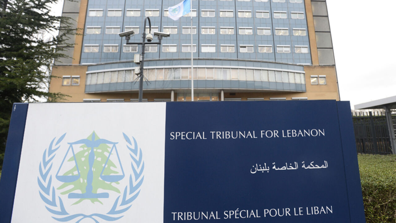 A view of a sign on the exterior of the Special Tribunal for Lebanon in The Hague A view of a sign on the exterior of the Special Tribunal for Lebanon in The Hague, The Netherlands, January 16, 2014. The trial in absentia of the four suspects accused of killing Lebanese statesman Rafiq al-Hariri opened in The Hague on Thursday, nine years after the bomb attack in which the former prime minister and 21 others died. REUTERS/Toussaint Kluiters/United Photos (NETHERLANDS - Tags: POLITICS CIVIL UNREST CRIME LAW) - RTX17G3K