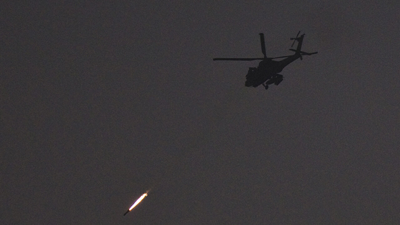 An Israeli Apache helicopter fires a missile towards the Gaza Strip An Israeli Apache helicopter fires a missile towards the Gaza Strip July 22, 2014. Israel pounded targets across the Gaza Strip on Tuesday, saying no ceasefire was near as top U.S. and United Nations diplomats pursued talks on halting the fighting that has claimed more than 600 lives. With the conflict entering its third week, the Palestinian death toll rose to 616, including nearly 100 children and many other civilians, Gaza health officials said. Israel's casualties also mounted, with the military announc