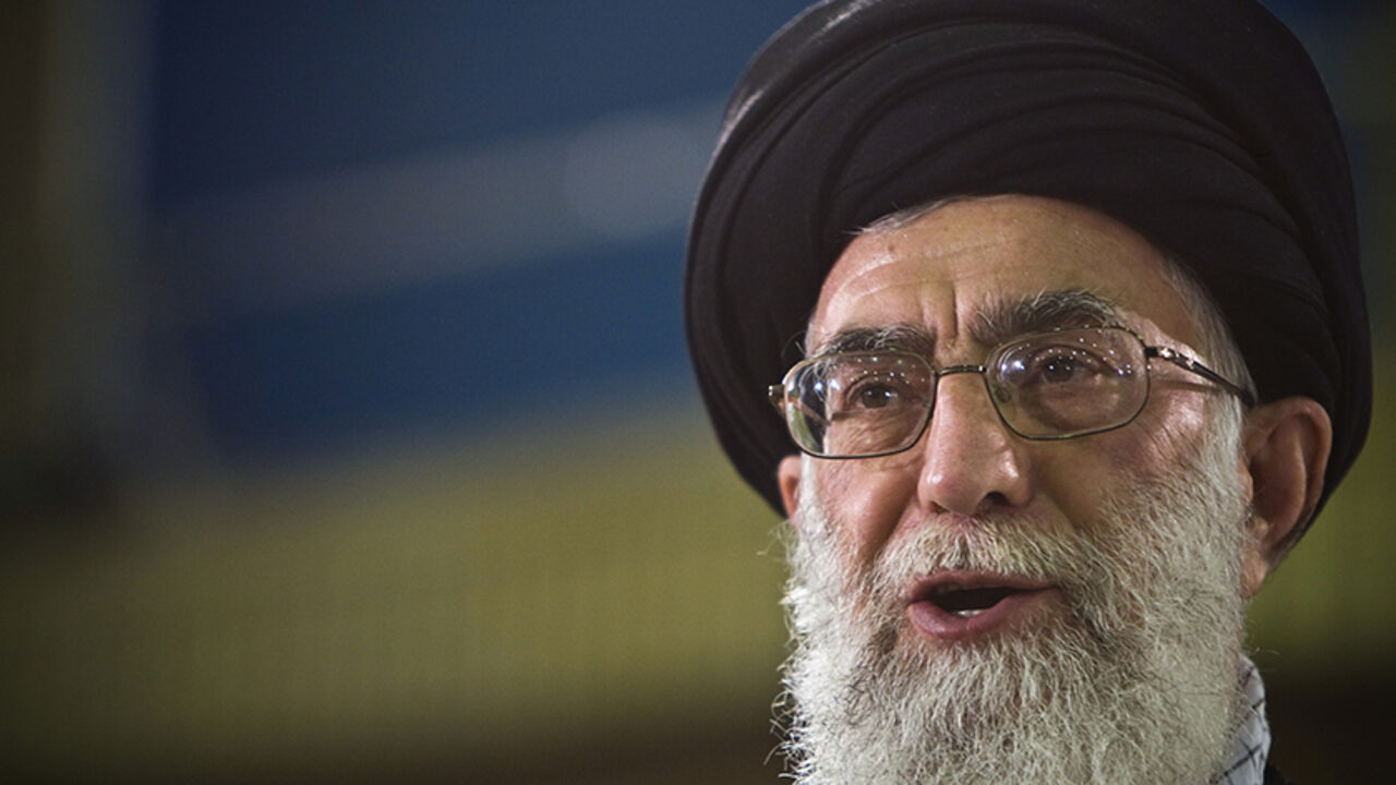IRAN-ELECTION/ Iran's Supreme Leader Ayatollah Ali Khamenei speaks live on television after casting his ballot in the Iranian presidential election in Tehran June 12, 2009. REUTERS/Caren Firouz (IRAN POLITICS ELECTIONS HEADSHOT) - RTR24KM5