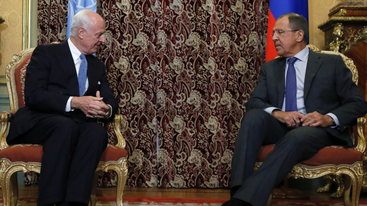 United Nations Special Envoy for Syria de Mistura nd Russia's Foreign Minister Lavrov attend a meeting in Moscow United Nations Special Envoy for Syria Staffan de Mistura (L) and Russia's Foreign Minister Sergey Lavrov attend a meeting in Moscow, October 21, 2014. REUTERS/Maxim Shemetov (RUSSIA - Tags: POLITICS) - RTR4AYVB
