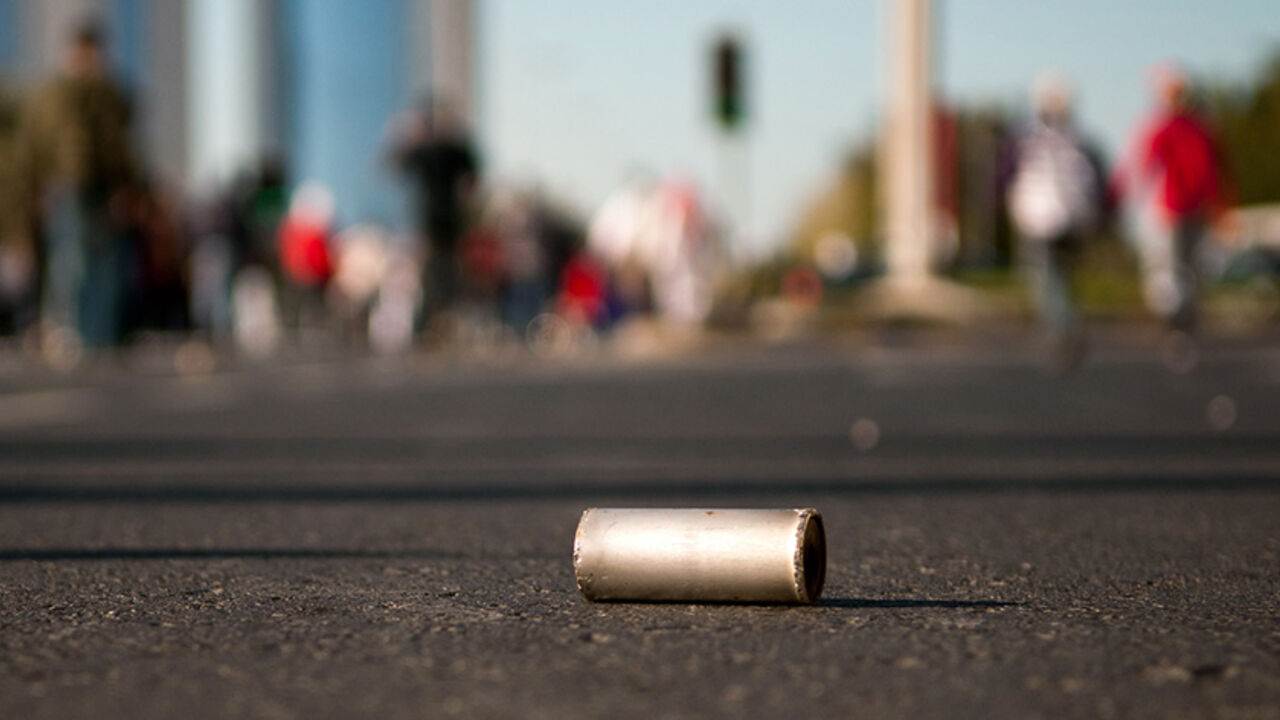 BAHRAIN/ A tear gas canister is seen on the ground after anti-government protesters pushed through security forces to retake Pearl Sqaure in Manama February 19, 2011. Anti-government protesters in Bahrain swarmed back into the symbolic Pearl Square on Saturday, putting riot police to flight in a striking victory for their cause. REUTERS/James Lawler Duggan (BAHRAIN - Tags: POLITICS CIVIL UNREST) - RTR2ITOT