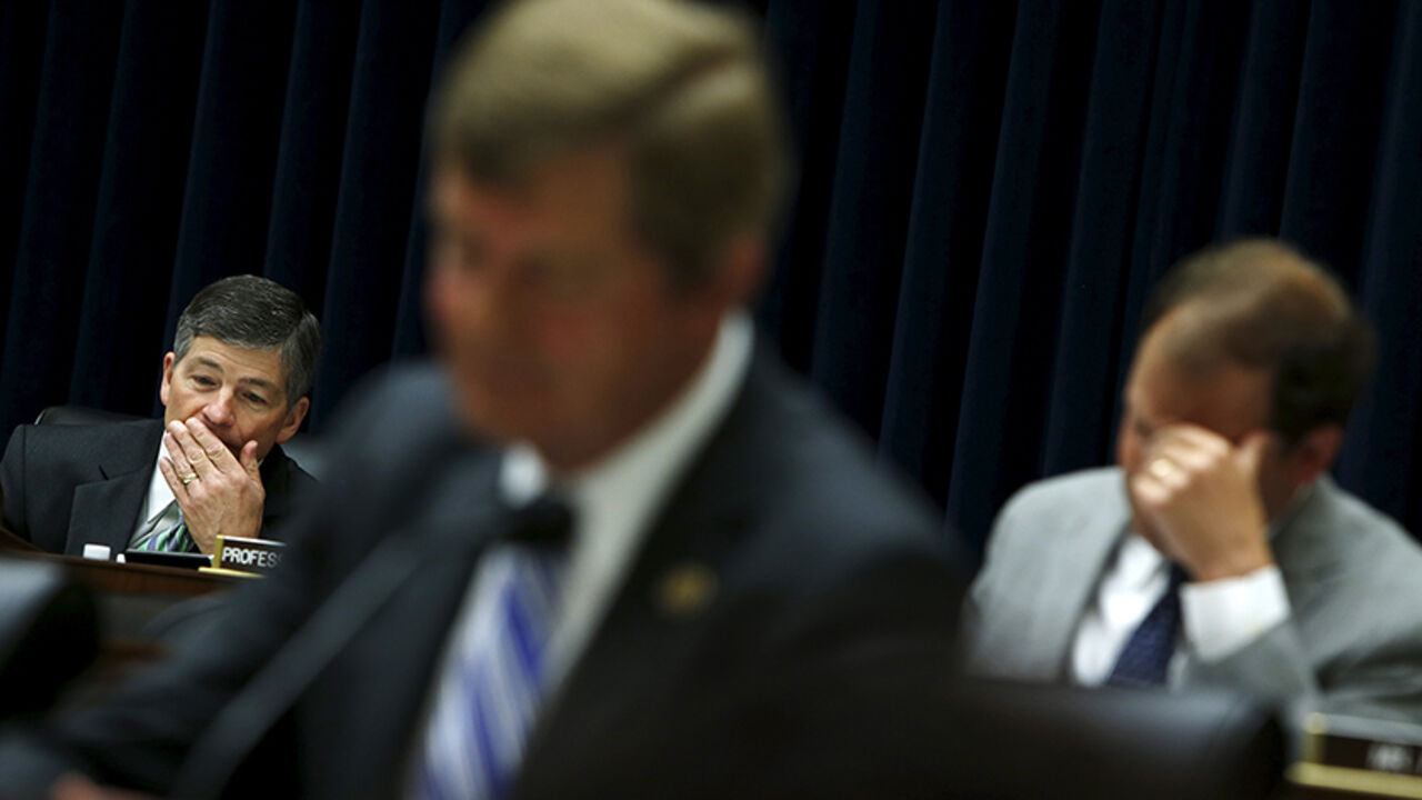 USA-EXIMBANK/ Committee Chairman Representative Jeb Hensarling (R-TX) (L) presides over a House Financial Services Committee hearing on the Export-Import Bank's reauthorization, on Capitol Hill in Washington June 3, 2015. REUTERS/Jonathan Ernst - RTR4YP2O