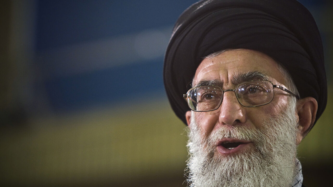 IRAN-ELECTION/ Iran's Supreme Leader Ayatollah Ali Khamenei speaks live on television after casting his ballot in the Iranian presidential election in Tehran June 12, 2009. REUTERS/Caren Firouz (IRAN POLITICS ELECTIONS HEADSHOT) - RTR24KM5