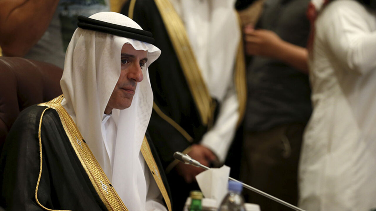 SOCCER-FIFA-QATAR-GULF Saudi Foreign Minister Adel Al-Jubeir attends a Gulf Cooperation Council (GCC) meeting in Riyadh June 11, 2015. Gulf Arab countries have offered support for Qatar as host of the 2022 World Cup as criticism grows over the choice of the desert nation as the venue for world soccer's top event. REUTERS/Faisal Al Nasser - RTX1G3S4