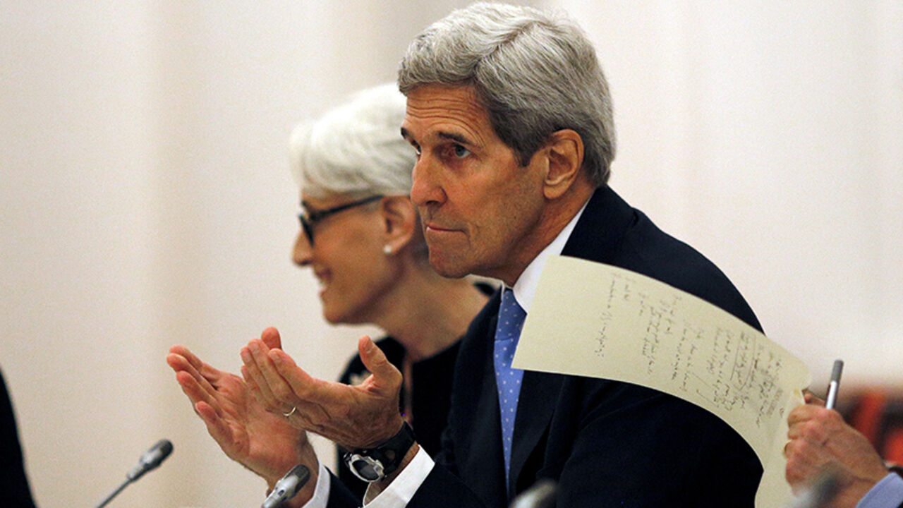 IRAN-NUCLEAR/ U.S. Secretary of State John Kerry meets with foreign ministers and representatives from Germany, France, China, Britain, Russia and the European Union during nuclear talks at a hotel in Vienna, Austria July 10, 2015. Iran accused major powers on Friday of backtracking on previous pledges and throwing up new "red lines" at nuclear talks, after the deadline to reach an agreement in time to receive expedited scrutiny from the U.S. Congress expired with no deal. REUTERS/Carlos Barria TPX IMAGES OF THE DA