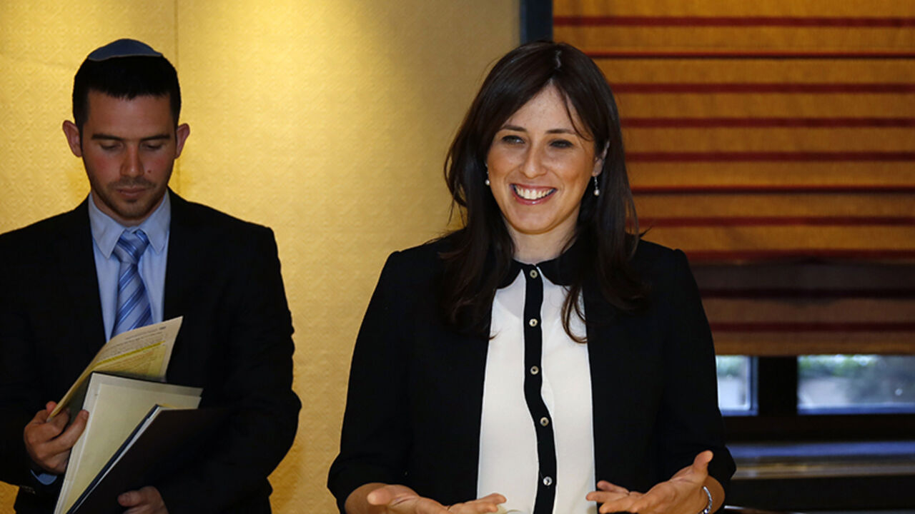 Nic6453664 Israeli's Deputy Foreign Minister Tzipi Hotovely (R), waits for European Union foreign policy chief Federica Mogherini ahead of a meeting at Kind David Hotel on May 20, 2015. AFP PHOTO / GALI TIBBON (Photo credit should read GALI TIBBON/AFP/Getty Images)
