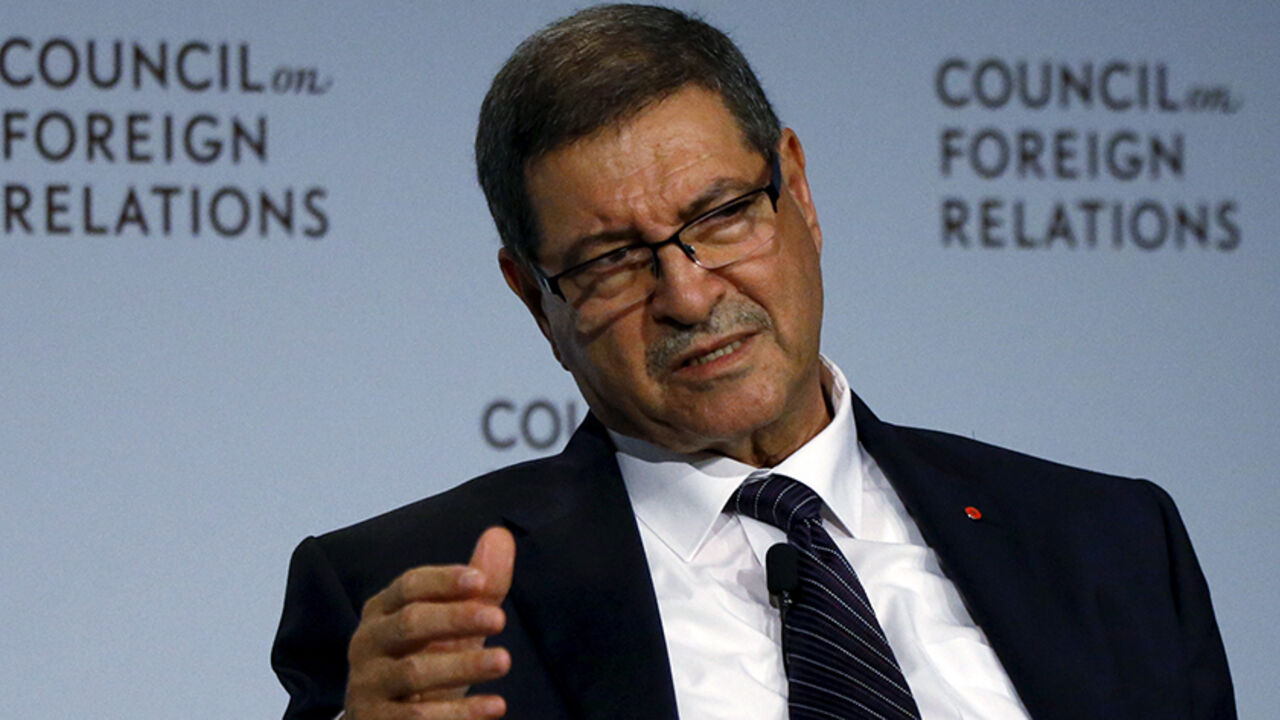 UN-ASSEMBLY/ Tunisia's Prime Minister Habib Essid speaks at the Council on Foreign Relations in New York, September 30, 2015. REUTERS/Shannon Stapleton - RTS2H5E