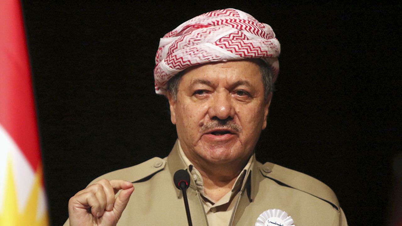 Iraqi Kurdish regional President Massoud Barzani speaks during a ceremony in Dohuk, northern Iraq August 3, 2015. Barzani vowed to help the Yazidis return to their homes, after they fled from Islamic State last year. REUTERS/Ari Jalal - RTX1MWGL