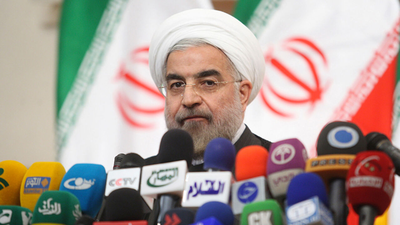 IRAN-ELECTION/ Iranian President-elect Hassan Rouhani speaks with the media during a news conference in Tehran June 17, 2013. REUTERS/Fars News/Majid Hagdost (IRAN - Tags: POLITICS PROFILE) ATTENTION EDITORS - THIS IMAGE WAS PROVIDED BY A THIRD PARTY. FOR EDITORIAL USE ONLY. NOT FOR SALE FOR MARKETING OR ADVERTISING CAMPAIGNS. THIS PICTURE IS DISTRIBUTED EXACTLY AS RECEIVED BY REUTERS, AS A SERVICE TO CLIENTS - RTX10QW5
