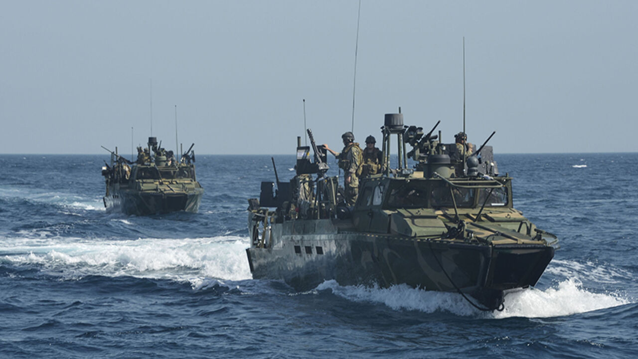 USA-IRAN/BOATS Riverine command boats assigned to Coastal Riverine Squadron (RIVRON) 4, transit open water in the 5th fleet area of responsibilities in this June 27, 2013 handout photo provided by the U.S. Navy, January 12, 2016. Ten sailors aboard two U.S. Navy riverine patrol boats were seized by Iran in the Gulf on Tuesday, and Tehran told the United State the crew members would be promptly returned, according to U.S. Officials. REUTERS/Mass Communication Specialist 1st Class Peter Lewis/U.S. Navy/Handout via Reuters -