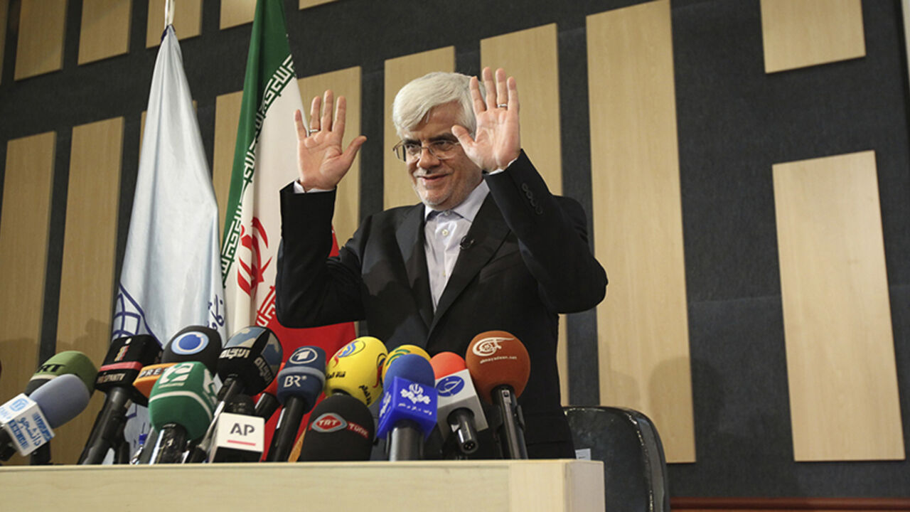 IRAN-ELECTION/ File photo taken May 28, 2013 shows former Iranian Vice President and former presidential candidate Mohammad Reza Aref, who has withdrawn from the presidential race. The Iranian presidential election will be held June 14. REUTERS/Fars News (POLITICS ELECTIONS PROFILE) ATTENTION EDITORS - THIS IMAGE WAS PROVIDED BY A THIRD PARTY. FOR EDITORIAL USE ONLY. NOT FOR SALE FOR MARKETING OR ADVERTISING CAMPAIGNS. THIS PICTURE IS DISTRIBUTED EXACTLY AS RECEIVED BY REUTERS, AS A SERVICE TO CLIENTS - RTX10KSJ