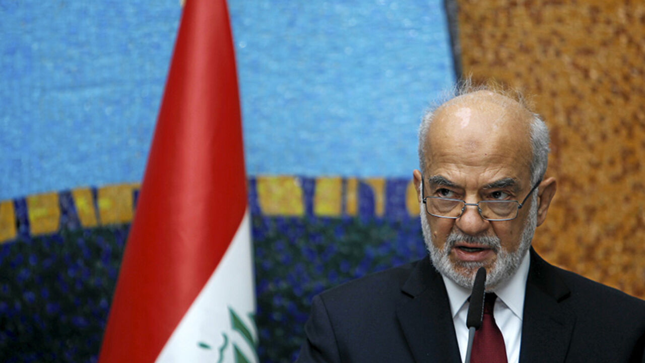 Iraq's Foreign Minister Ibrahim al-Jaafari speaks during a news conference with Russia's Deputy Prime Minister Dmitry Rogozin in Baghdad, Iraq February 11, 2016.  REUTERS/Khalid al Mousily  - RTX26I5W